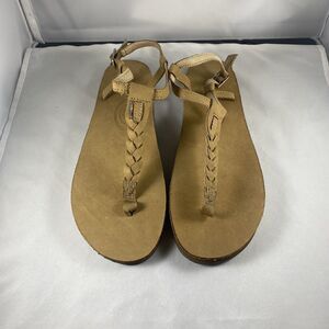 Rainbow Sandals Womens T Street Leather Brown Braided T Strap Large 7.5-8.5